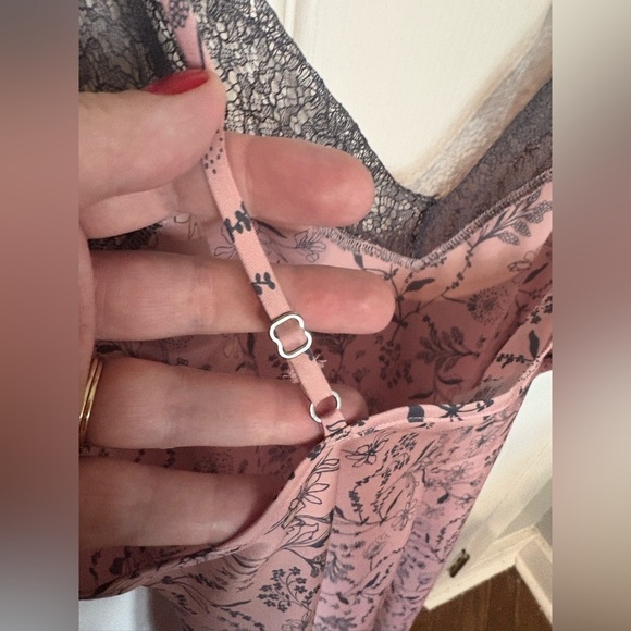 Victoria’s Secret Y2K Slip Dress | Women’s M | Blush Pink Floral with Grey Lace - Picture 8 of 11